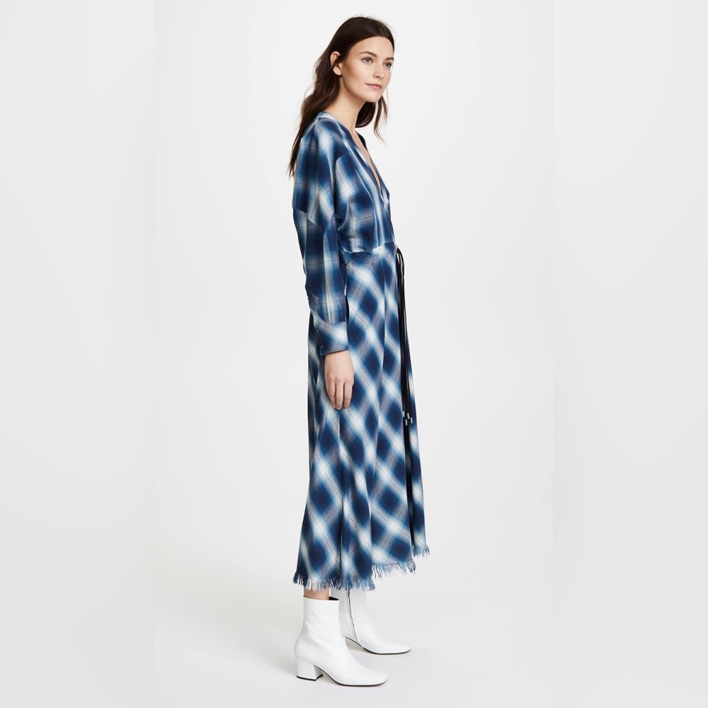 NWT Jonathan Simkhai Washed Plaid Diamond Western Midi Dress 0 - Picture 2 of 5